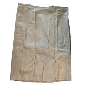 Gerard Darel Brown Leather Pencil Skirt | High End Designer | Size FR 40
